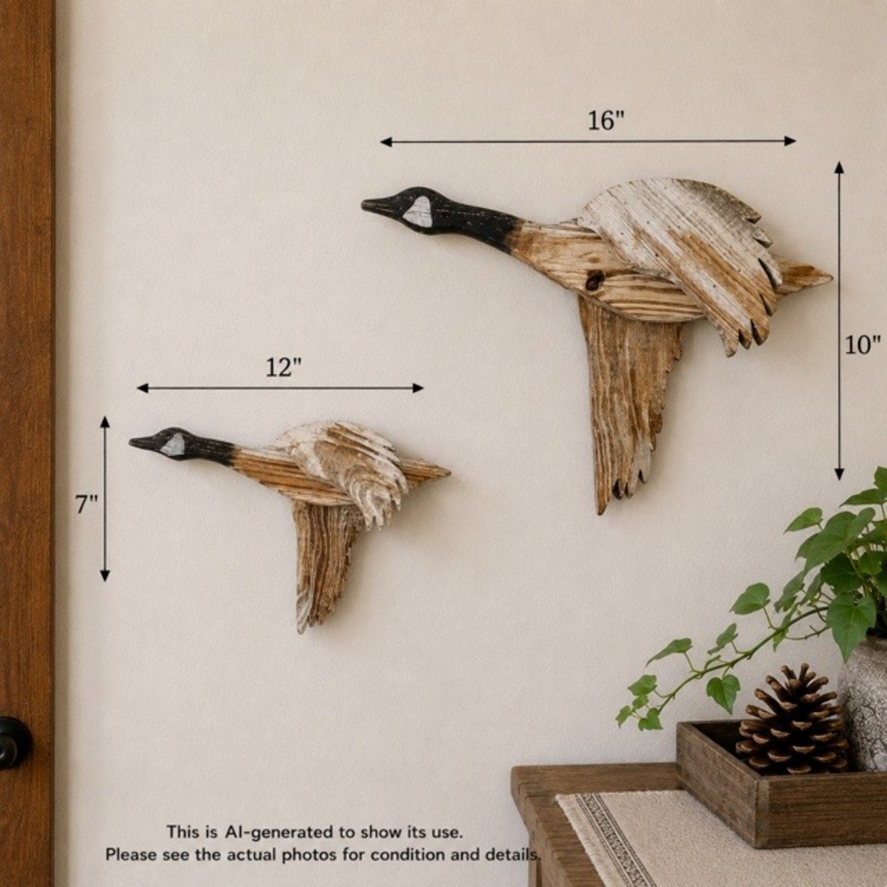 Vintage Canada Geese Wood Wall Art Set Rustic Barnwood Cabin Lodge Decor